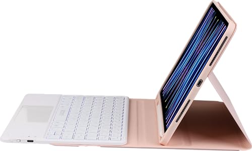 Image of RTSY Keyboard case for iPad Air 11 (M4 /M3 /M2) & iPad Air 5th /4th with Multi Touch Trackpad & 7-Colors Backlit, Magnetic Detachable Wireless Bluetooth (Pink White)