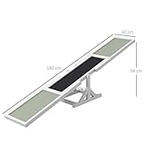 PawHut Hundewippe, Hunde Agility Wippe aus Holz, rutschfest Hunde Agilitäts Rampe für Hunde unter 30 kg, wetterfest Hundetraining Outdoor Hundesport für Balance, 180 x 30 x 30 cm Weiß