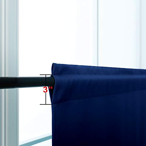 Image of KOUFALL Navy Blue Small Window Curtains, Thermal Short Blackout Curtains for Kitchen Window Over Sink Bathroom Cabinet Bedroom, 34w x 24 Inch Length, Dark Blue