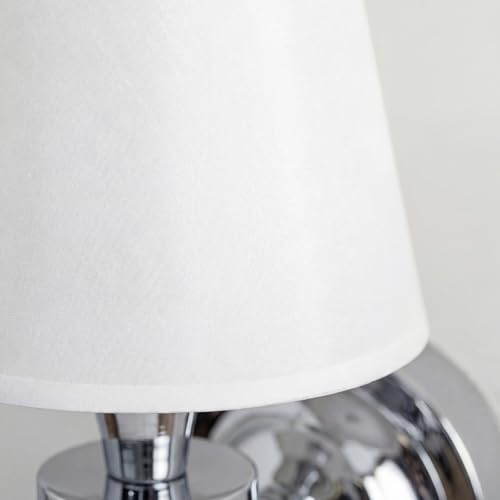 Image of Antique Linen Shade Wall Sconce- Brass Finish Base and Conical Fabric Shade Wall Light Fixture for Bathroom, Bedroom, Dining Room and Entryway(6.5 inch D x 11.5 inch H Chrome)