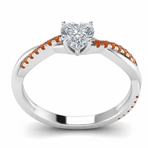 Image of 55Carat Choose Your Gemstone 925 Sterling Silver Infinity Twist Ring Crystal Heart Shape Side Stone Wedding Valentine Wear Promise Ring with Pave Setting for Women Size US 4 to 12