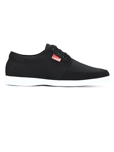 Image of Le Greem Men's Casual Lace-Up Shoes | Lightweight Synthetic Upper | Stylish & Comfortable Sneakers with Anti-Slip Sole - Black