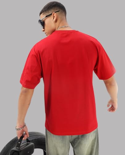 Image of Oversized Baggy Fit Drop Shoulder Half Sleeves Round Neck Solid Pure 100% Cotton T-Shirt for Men (Available in White, Black,Navy Color)
