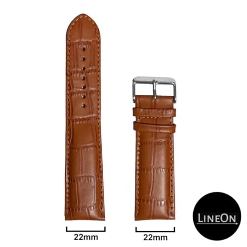 Image of Lineon 22mm Half Padded Leather Mens Watch Strap For Branded Watches Compitable with Titan, Timex, Casio, Sonata, Tool and Pins Include