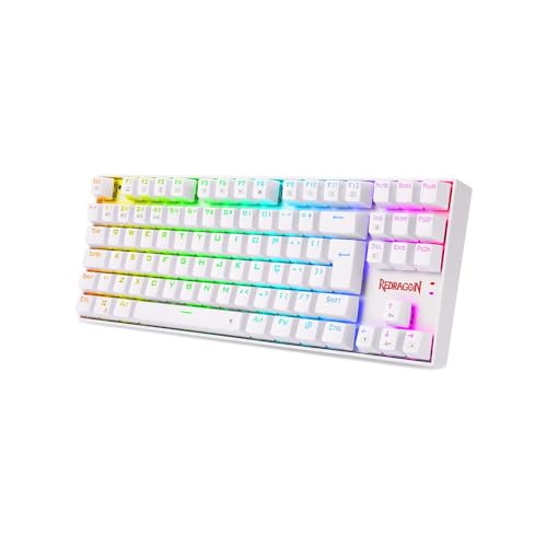 Teclado mecânico Kumara Pro Wireless e Bluetooth Branco Switch Red