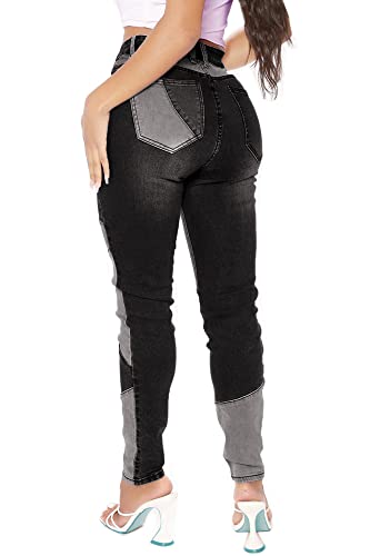 Atditama Stretch Patchwork Jeans Denim Pants for Women High Waisted Skinny Casual Distressed Ankle Length Curved Patch Jeans3