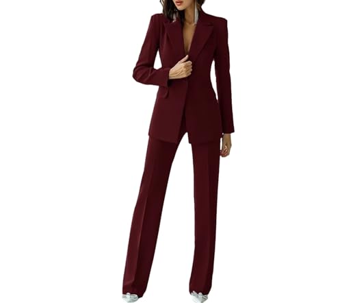 Women's Suits 2 Piece Notched Lapel Single Breasted Blazer Wide Leg Pants Suit Wedding Tuxedo Pants Set