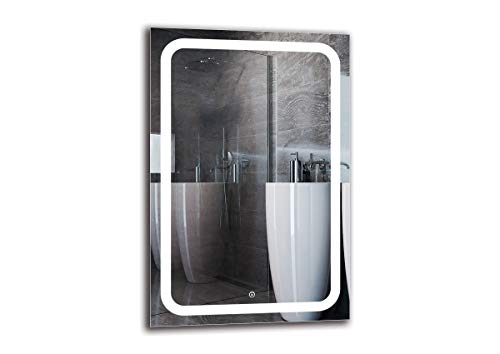 Espejo LED Deluxe - Dimensiones del Espejo 60x90 cm - Interruptor tactil - Espejo de baño con iluminación LED - Espejo de Pared - Espejo con iluminación - ARTTOR M1ZD-58-60x90 - Blanco frío 6500K