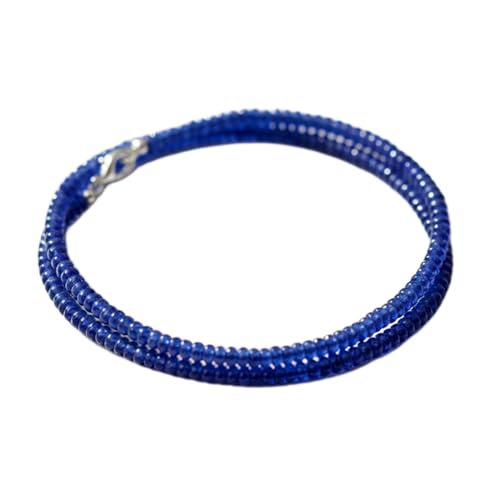 Collier de perles de jade bleu naturel rondelle 3-4 mm, collier de 43 cm en cristal bien-être