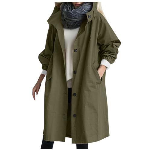 Chaqueta cortavientos para mujer, impermeable, forrada, chaqueta de lluvia, abrigo de otoño, elegante, larga, cortavientos, parka, chaqueta, tallas grandes, chaqueta de entretiempo, chaqueta softshell