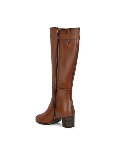 Image of Delize Tan Women Knee ankle boots 64473