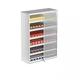 Estante de exhibición minorista montado en la pared: optimiza tu espacio comercial con este versátil expositor, diseñado con 2 ganchos para un fácil montaje en la pared. Hecho de vidrio templado transparente, muestra elegantemente productos como cigarrillos y otros productos. Perfecta para mejorar la organización y la estética en tu tienda, esta práctica solución te ayuda a maximizar el espacio de la encimera mientras mantiene los artículos fácilmente accesibles.