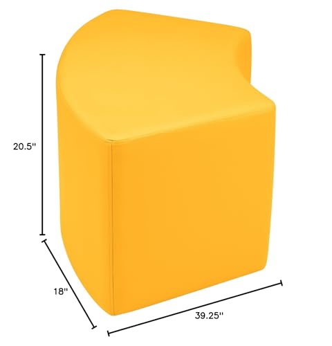 Image of Sprogs 18 inch H Structured S-Curve Stool -Flexible Modular Collaborative Soft Seating for Office, Home, Lounge and School Classrooms with Durable Frame -Yellow