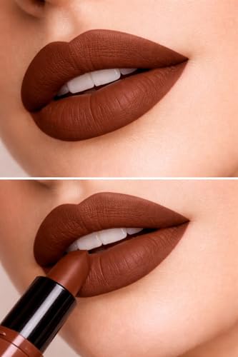 Image of Grace Heaven Matte Lipstick, Long Lasting, Smudge-Proof, Lightweight Formula, Bullet Lipstick (Brown)