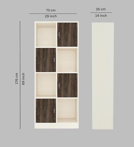 Image of SPECIALITY PANELS 8 Shelf Kitchen Cabinet | Multipurpose Wooden Storage Cupboard with Doors | Semi Open Pantry Organizer | Tall Space Saving Storage Unit for Kitchen Living Room Home | Display Rack