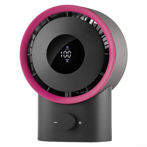 Honseadek Ventilador de escritorio recargable con configuración de flujo de aire, ligero, 4000 mAh, para Home Plus, ventilador de 100 velocidades, estilo compacto digital para oficina alta (rojo)