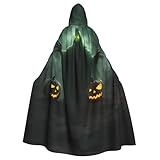 JBYJBX Capa con capucha con estampado de calabaza de fantasma verde para Halloween, carnaval, interior, cosplay, accesorios de fiesta, decoración de vacaciones