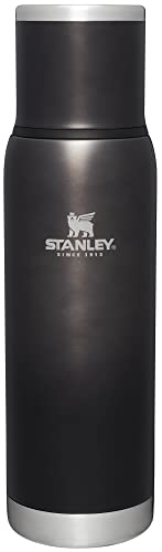 Image of Stanley Adventure-To-Go Vacuum Bottle 1.1 qt | Wide Mouth with Leakproof Cup Lid | Keep Drinks Hot or Cold | Packable for Travel | Insulated Stainless Steel Thermal Bottle | BPA-Free | Charcoal Glow