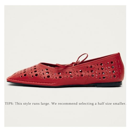 Image of Ballet Flats for Women Lace Up Bow Square Toe Mary Janes Cute Ballerina Shoes Slip On Comfortable Elegant Dress Shoes