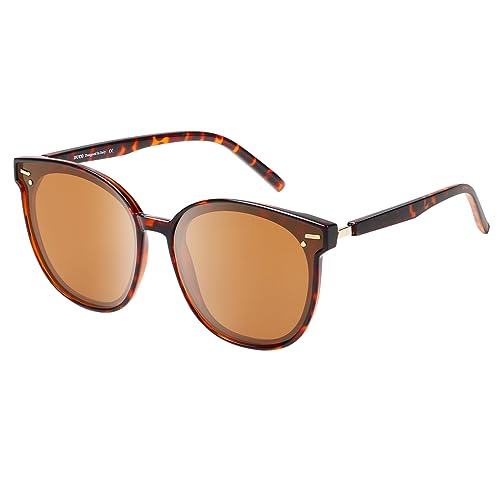 DUCO Retro Round Polarized Sunglasses for Women Men Oversized Vintage Shades W017