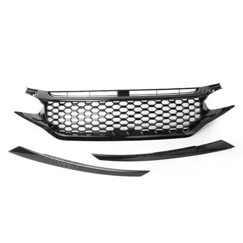 Calandre nid d'abeille Civic 2016-2018 finition noir brillant premium pour pare-chocs