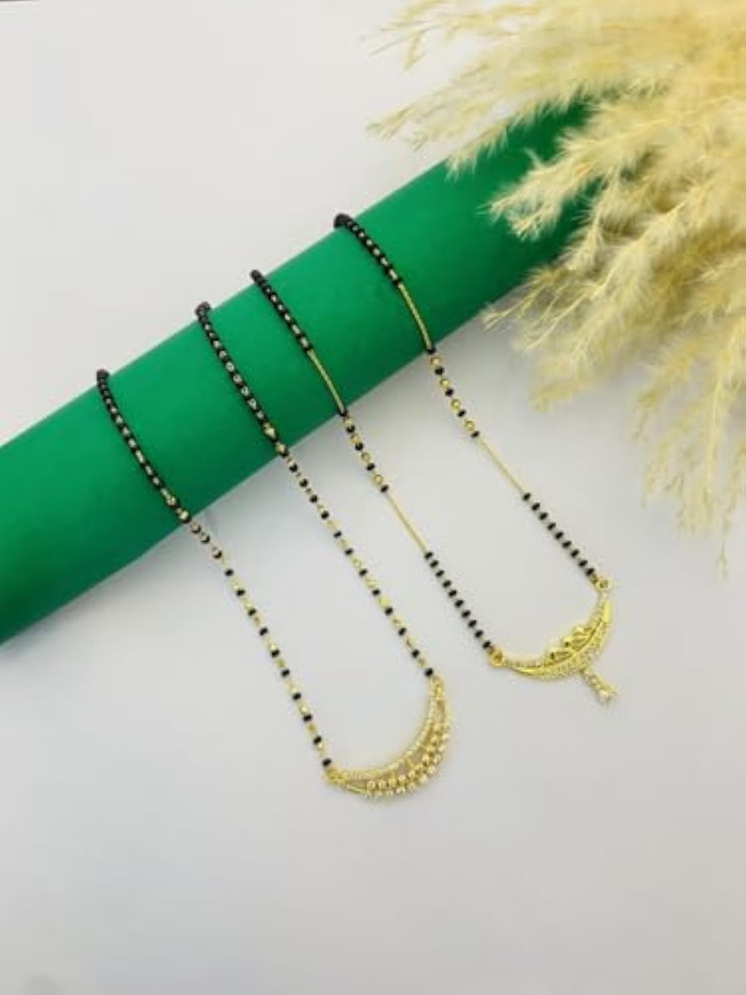 Women's Gold Plated 2 Pendant Chain Mangalsutra Combo, Minimal Design
