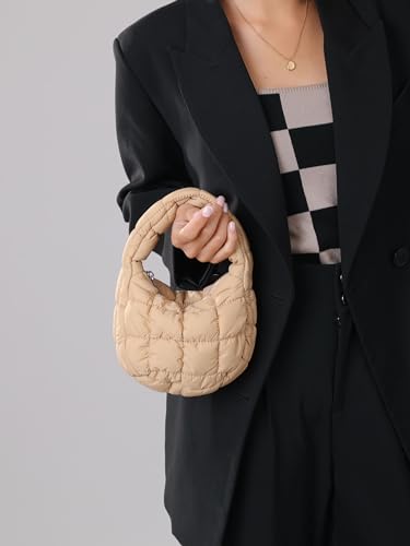 Image of Quilted MINI Handbag and Purses Women Puffer Nylon Hobo Cotton Padded Purse Work Travel Lightweight