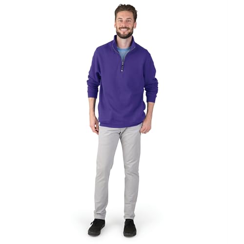 Image of Charles River Apparel Unisex Crosswind Quarter Zip Sweatshirt, Soft Cotton Blend Pullover with Pockets