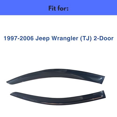 Image of IG Window Visors Fit for 1997-2006 Jeep Wrangler (TJ) 2-Door, Out-Channel Rain Guards Vent Wind Deflectors 2PC, Car Accessories for 97-06 Wrangler (TJ) 2-Door