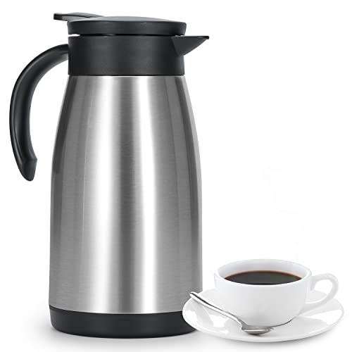 34 Oz Thermal Coffee Carafe, Stainless Steel Insulated Vacuum Coffee Pot For Keeping Hot and Cold, 1 Liter Tea, Water, and Coffee Beverage Dispenser(Black)