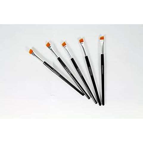 Makki 5 Slanted Stiff but flexible Tip Brush Applicators for Eyelash tint & Eye Brow tinting and lash perm curl Cover