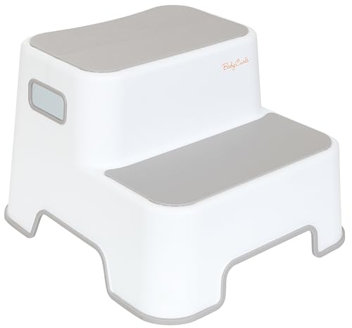 Babycurls Childrens Double Step Stool – Non-Slip 2 Step Up for Toddlers with Handles, Sturdy for Kids Potty Training, Bathroom & Kitchen Use – Supports up to 100kg