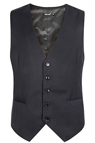 Image of Alizeal Mens Classic Solid Suit Vest Regular Fit Tuxedo Waistcoat