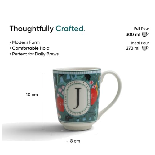 Image of Shay Alphabet Mug 300ml, Letter J Printed Coffee Mug for Girls, Boys, Friends | Ceramic Mug |Glossy Finish | Ceramic Coffee Cup | Porcelain | Microwave Safe (Alphabet Mug - J)