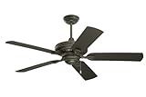 kathy ireland HOME Veranda 52 Inch Indoor Outdoor Ceiling Fan with 5 Weather-resistant Blades, Wet Rated, Light Kit Adaptable, Golden Espresso Finish