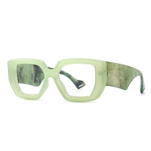 Lunettes carrées pour femmes à style polygonal et branches larges vertes