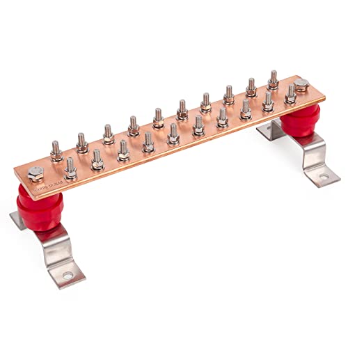 Copper Ground Bar Kit - .25" x 2" x 12" Busbar with 20 Terminal Positions