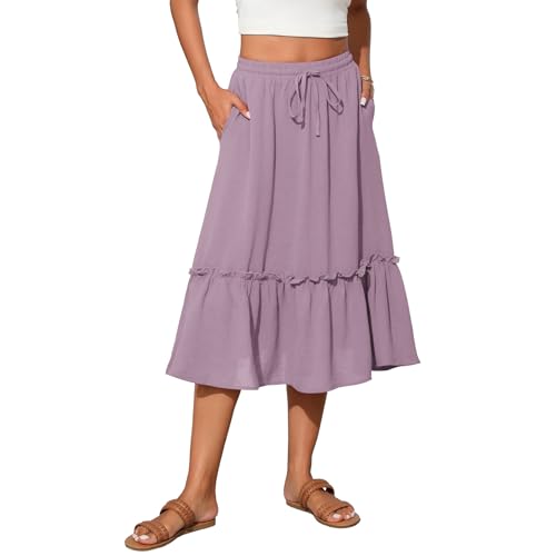 Image of Witsmile High Waist Tiered Skirts for Women Flowy Skirts for Women Long Length with Pockets 2026 Fashion Trendy