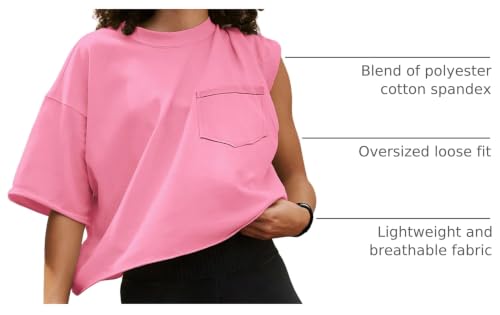Image of ATHMILE Womens Crop Tops Workout Shirts Gym Oversized Spring Summer Basic Tees Short Sleeve Casual Loose Drop Shoulder 2026