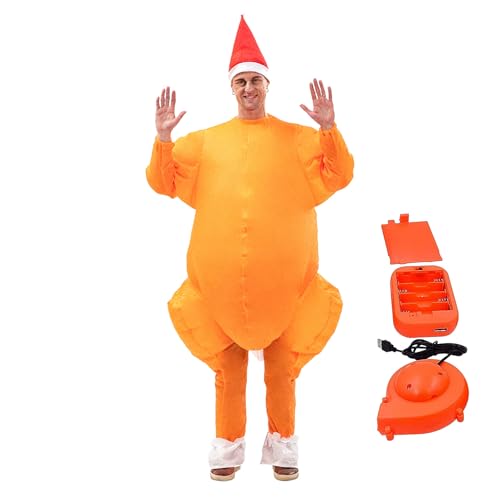 Yulokdwi Costume de Dinde Gonflable Adulte | Costume Gonflable De Dinde Unisexe Avec Ventilateurs | Déguisement De De Noël Pour Hommes Et Femmes | Pour Adultes Amateurs Famille Femme Mari