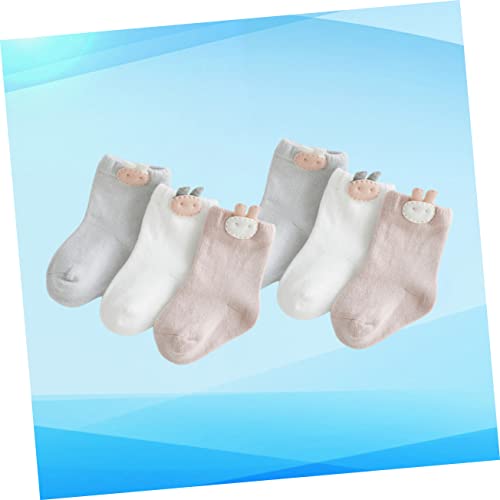 SAFIGLE 3pair Adorable Cotton Socks of Cartoon Rabbit Footwear for Newborns Xs Months Soft Breathable Non-slip for Boys and Girls3