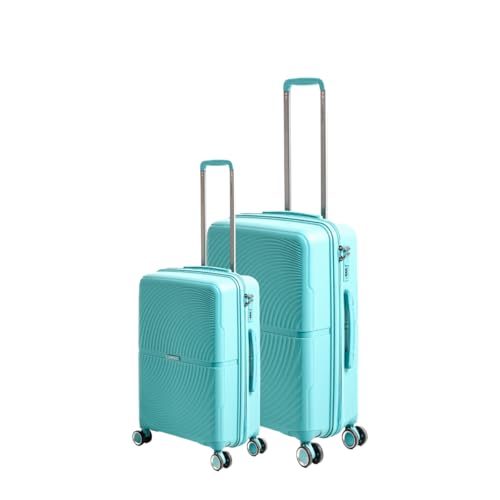 Image of Florence Trolley Bag Set of 2 | Cabin 53 cm & Medium 63 cm | Polypropylene Hard Luggage Suitcase | 360 Spinner Wheels | Combination Lock | Anti-Theft Zippers | Cyan