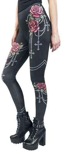Leggings Di Rock Rebel By Emp - Leggings With Roses And Crosses - Xs A 5XL - Donna - Nero - 5