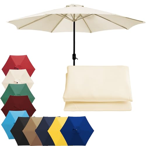 Toile de rechange pour parasol 6 baleines 3m blanc imperméable et anti-UV