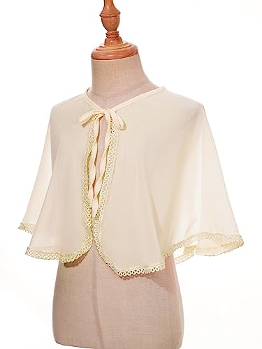 JEATHA Flower Girls Chiffon Bolero Shrug Elegant Cardigan Lace-up Shawl Cape for Wedding Party Dress Cover Up2