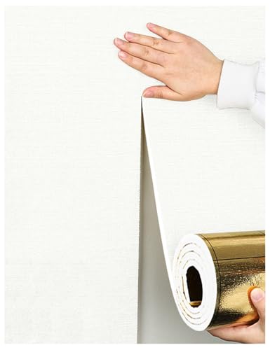 APMOE Selbstklebende Tapete - Deckenpaneele Kälteabwehr/Wärmehaltung Innen Wandverkleidung Selbstklebend Isoliertapete, Wall Paper Self Adhesive Wasserdicht/Feuchtigkeitsbeständig(Cream White,1 roll)