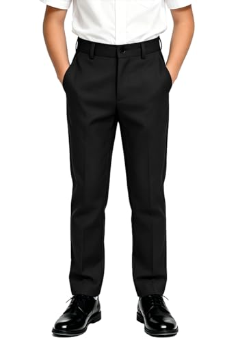 Image of DHTS Boys Dress Pants (Size 2-20 Years) Slim Fit Uniform Pants for Toddler & Teens
