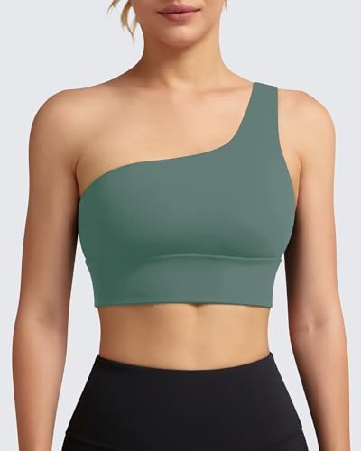 Image of Queenie Ke Womens One Shoulder Sports Bra Left Side Strap Yoga Bras Gym Training Workout Crop Tops