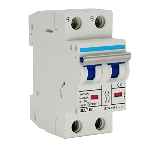 2 Pole Dc Miniature Circuit Breaker, 500V 63 Amp Dc Breaker Solar Disconnect Switch For Solar Panel System #TOP1