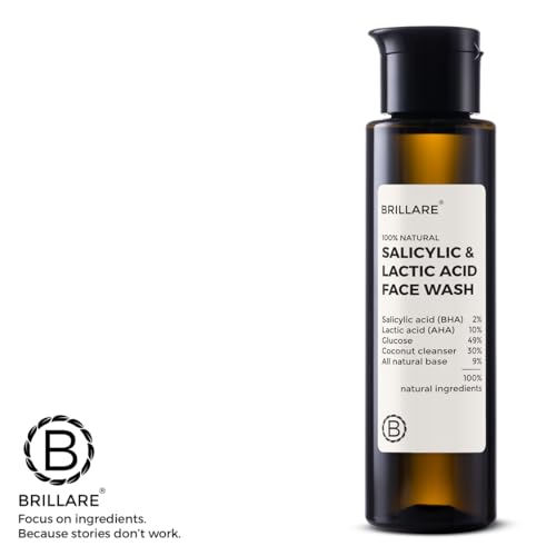 BRILLARE 2% Salicylic & Lactic Acid Face Wash | Deep Cleansing, Oil Control & Acne Care | With Zinc for Oily & Sensitive Skin (100ML) : Amazon.in: Beauty